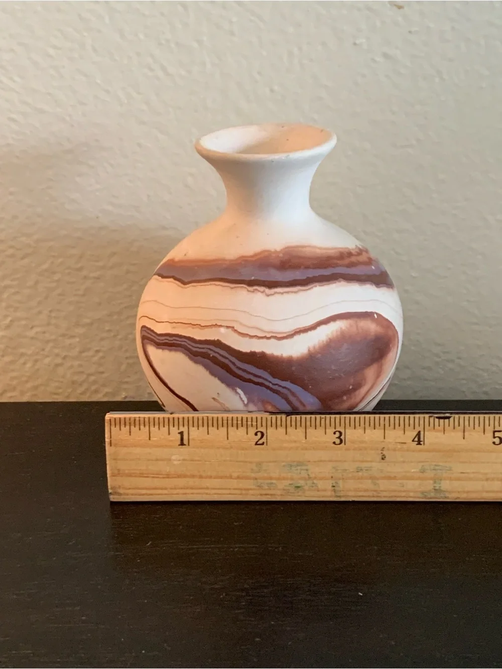 Nemadji Pottery Vase Brown Swirls Native American Indian River Handmade in USA